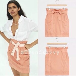 ANTHROPOLOGIE Paperbag Waist Mini Skirt Pink Size M NWT